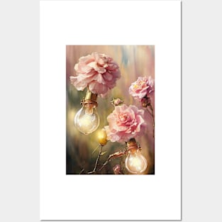 Watercolor steampunk flowers Posters and Art